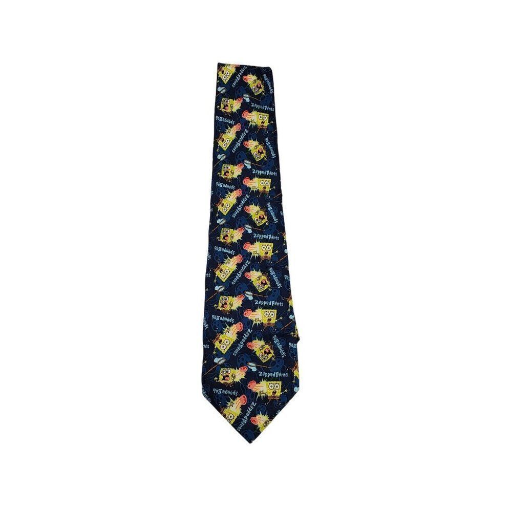 Nickelodeon Vintage Mens Tie Blue Sponge Bob Square Pants Zapped - Picture 3 of 5